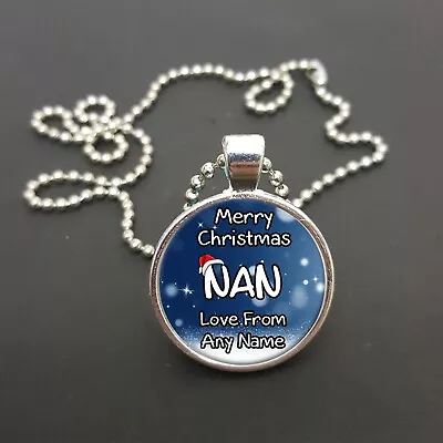 Personalised Merry Christmas Nan Pendant 18  Ball Chain Necklace Xmas Gift R249 • £5.75