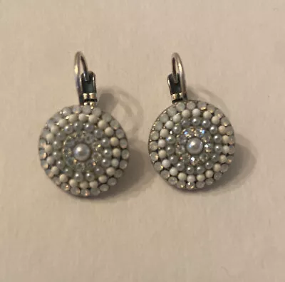 Mariana Earrings Glamorous Beaded Pearl AB Clear & White Opal Austrian Crystal • $110