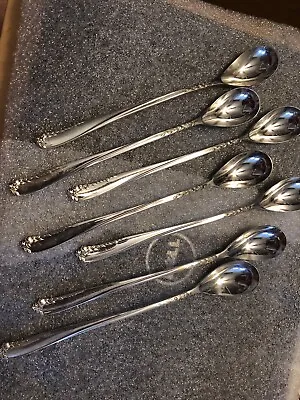 Set Of 8 Eldan Iced Tea Spoons Nickel Silver  Mid Century Modern 8 1/2  • $10.25