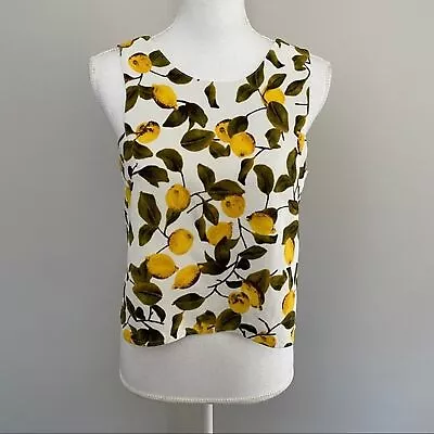 Zara Top Cropped Sleeveless Lemon Grove Reversible Yellow Olive Green Cream • $24.99