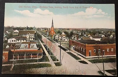 Birdseye View Oak Harbor Top Of Town Hall Ohio OH Vintage Postcard Y22 • $10