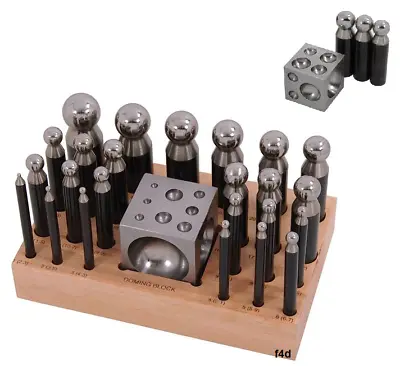 25pc Doming Block & Punch Set Dapping Craft Metal Shaping Tool CT4304  • £29.99