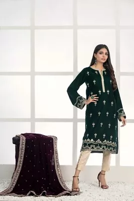 Ready To Wear Lakhany 1 Piece Embroidered Velvet Shirt LSM-2460 • £28.99