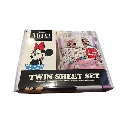 Disney Minnie Mouse Twin Size UNICORN DREAMS Sheet Set Lilac Pink • $22.99