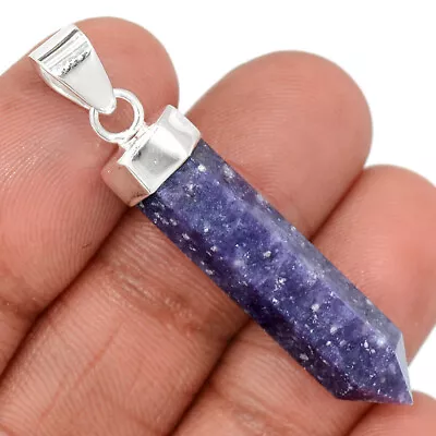 Natural Purple Lepidolite Worry Stone Point Silver Pendant Point CP34414 • $14.99