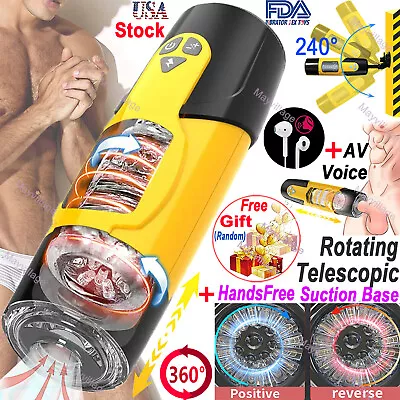 Male Masturbaters Automatic HandsFree Rotating Cup Thrusting Stroker Men Sex Toy • $36.99
