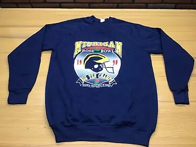 1990 Michigan Wolverines Sweatshirt Rose Bowl Size XLT NOS 50/50 Made In 🇺🇸 • $79.99