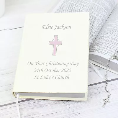 Personalised Holy Bible Cross First Baptism Christening 1st Holy Communion Gift  • £18.99