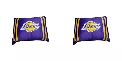 Los Angeles Lakers NBA Plush Logo Bed Pillows Purple / Gold 20  X 26  Lot Of 2 • $62.99