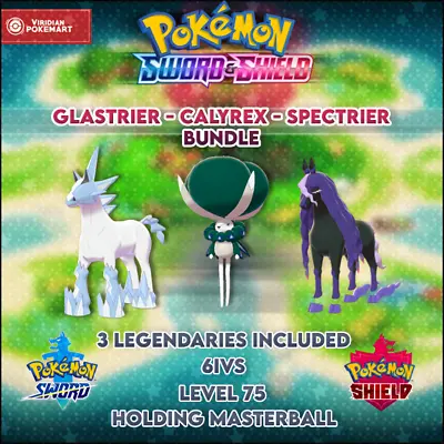 $2.99 • Buy Calyrex Bundle | Calyrex | Glastrier | Spectrier  Pokemon Sword & Shield | 6IVs