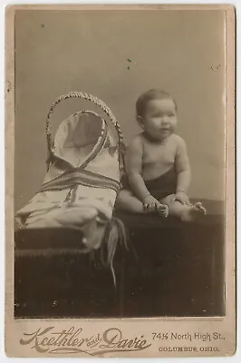 Native American Baby Infant Papoose Board Cabinet Card Antique Photograph • £82.71