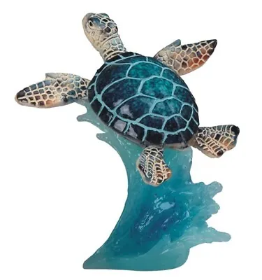 5 H Blue Sea Turtle Swimming On Waves  Marine Life Figurine • $22.73