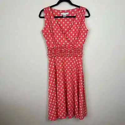 AA Studio Womens Sz 10 Orange And Cream Polka Dot Pinup Style Dress • $20.70