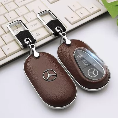 New Generation Brown Leather Key  Cover Case Holder For Mercedes Benz S GLA AMG • $84.95