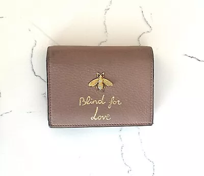 Authentic Gucci Blind For Love Bee Leather Creamy Pink Wallet  • $250