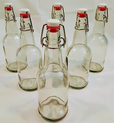 $27.99 • Buy 16oz Glass Flip-Top Bottles, 6pk Clear, Kombucha, Beer Brewing Bottles Swing Top