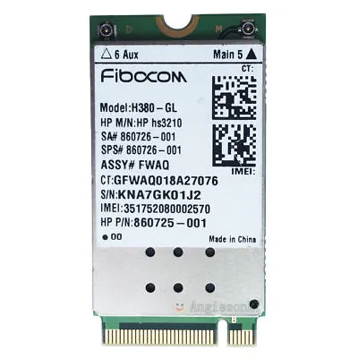 FIBOCOM H380-GL HP Hs3210 HSPA+ 3G WWAN Card 860726-001 For HP EliteBook 840 G4 • £31.06