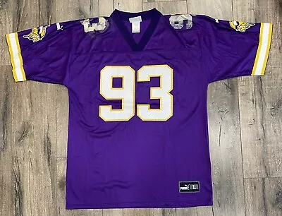 Vintage Minnesota Vikings John Randle #93 Puma Purple Large NFL Football Jersey • $34.99