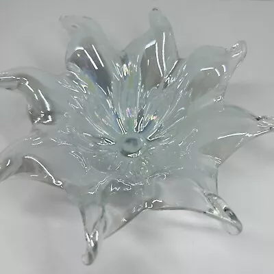 Lavorazione Arte Murano Art Glass SPLASH Glass Bowl Dish White  8.5  X 3.25  • £28.90