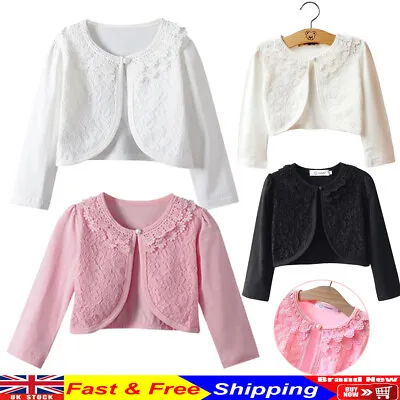 Toddler Kids Baby Little Girls Lace Princess Bolero Cardigan Shrug Tops Soft • £5.15