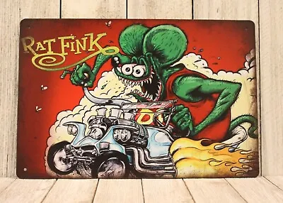 Rat Fink Tin Metal Sign Poster Vintage Look Hot Rod Racing Man Cave Garage  • $10.97