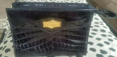 Vicenza 1993 INC Mini Black Croc Embossed Leather Bag Clutch Makeup Change Purse • $41.99