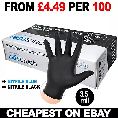 Black Nitrile Powder & Latex Free Thick Disposable Gloves Tattoo Mechanic 100 • £6.49