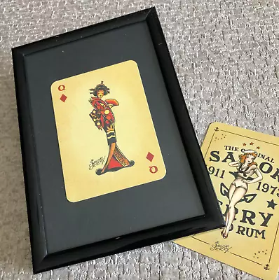 SAILOR JERRY RUM - Queen Of Diamonds - Geisha Girl - Framed Tattoo Art • £9