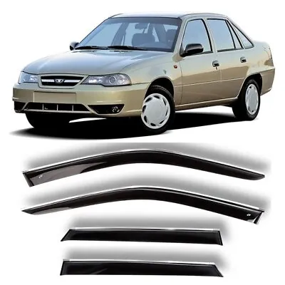 Window Visors Deflectors Black With Chrome Strip For Daewoo Nexia 1995-2016 • $129