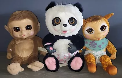 Jakks Animal Babies Nursery Panda Monkey Giraffe Animated Plush Baby Animal Lot • $33.96