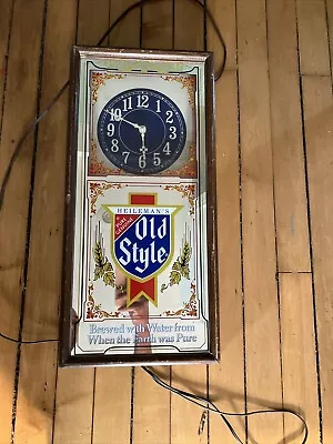 Vintage Heilemans Old Style Beer Lighted Clock Advertising Sign • $68