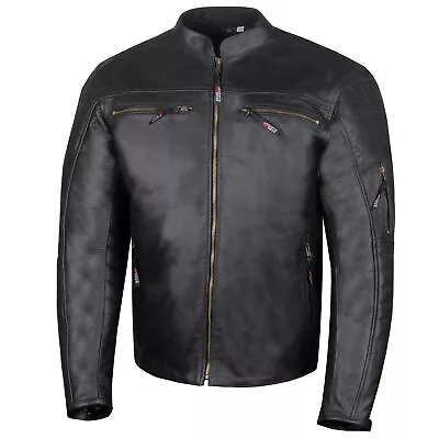 Men's REVOLT Natural Premium Buffalo Leather Motorcycle Jacket Vented Men • $149.99