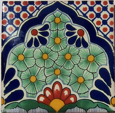 C186 - Mexican Handmade Talavera Clay Tile Folk Art 4x4   Handpainted • $1.79