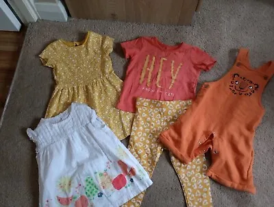 Baby Girls 9-12 Months Outfits Orange Yellow Fruit Dresses (3f) • £4