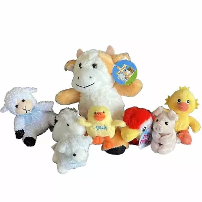 Mini Plush Animal Lot 7 Random Stuffed Animals Duck Pig Lamb Cow Bird Unicorn • $14.95