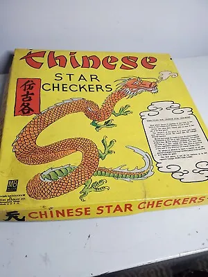 $10 • Buy Vintage Milton Bradley Chinese Checkers Board Game With Box & Marbles