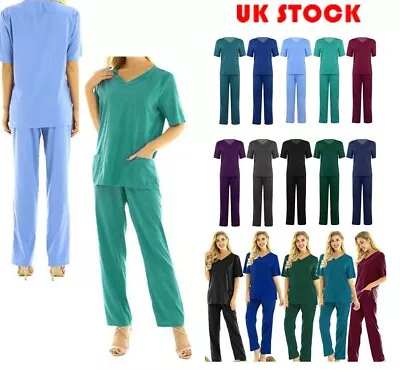 £18.95 • Buy 2Pcs Mens Womens Medical Doctor Nursing Scrubs Uniform Top Shirt Pants Suit