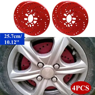 4× Aluminium Car Wheel Brake Disc Cover Vehicle Decorative Rotor Cross Drilled • $25.49