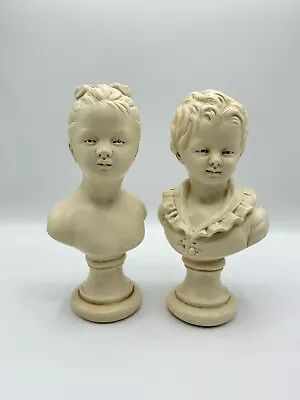 Marwal Ind. Inc Chalkware Bust Victorian Boy & Girl 10” Sculpture /rw • $48