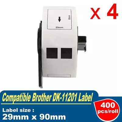 4 Compatible For Brother DK-11201 Address Label 29mm X 90mm QL-500 QL-570 QL-700 • $31.90