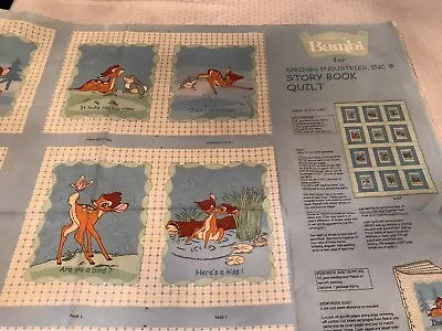 Vtg Disney For Spring Industries 12 Bambi Cotton Fabric Panels-Quilting Crafts • $12.50