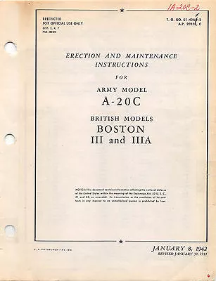 A-20C Havoc Erection And Maintenance Manual Flight Manual  (CD Version) • $42.99