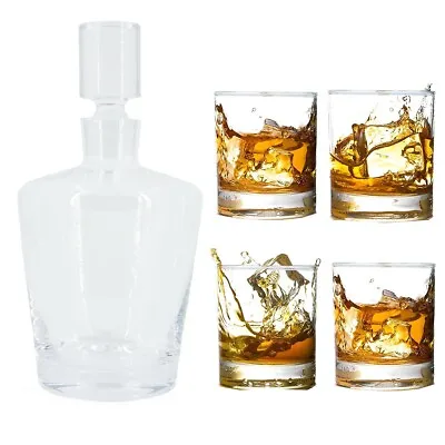 5pc Mikasa Donovan Decanter Set European Lead-Free Crystal Drink Serving Glasses • $39.99