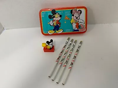 Vintage Walt Disney Mickey & Minnie Mouse Tin Pencil Box Hong Kong Tin Box Co. • $9.99