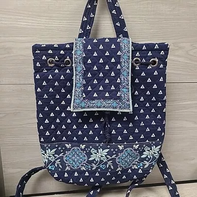 Vera Bradley Backpack Navy Blue Retired Quilted Pockets 13x10 See Description  • $16.50