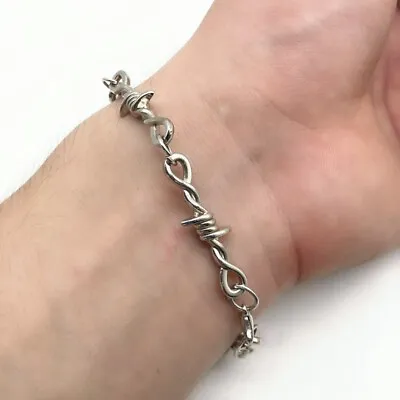 Fashion Jewelry Silver Barbed Wire Brambles Choker Bracelet 1-17 • $11.66