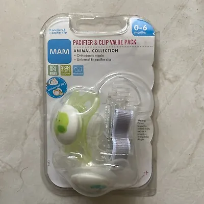 MAM Original Value Pack 2 Pacifiers & 1 Pacifier Clip 0-6 Months Blue Mommy • $13.33