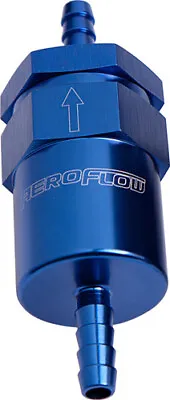 Aeroflow Billet Fuel Filter 5/16  Barb Blue 30 Micron Bronze Filter AF610-05 • $38.04