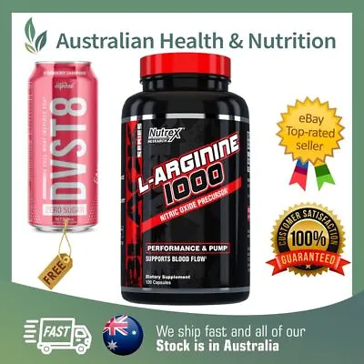 $36.95 • Buy Nutrex Research L-arginine 1000mg 120 Capsules + Free Shipping & Dvst8 Can