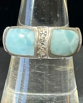 MARAHLAGO LARIMAR STERLING Silver 925 Inlay RIng  BLUE Size 7.5 • $129.95